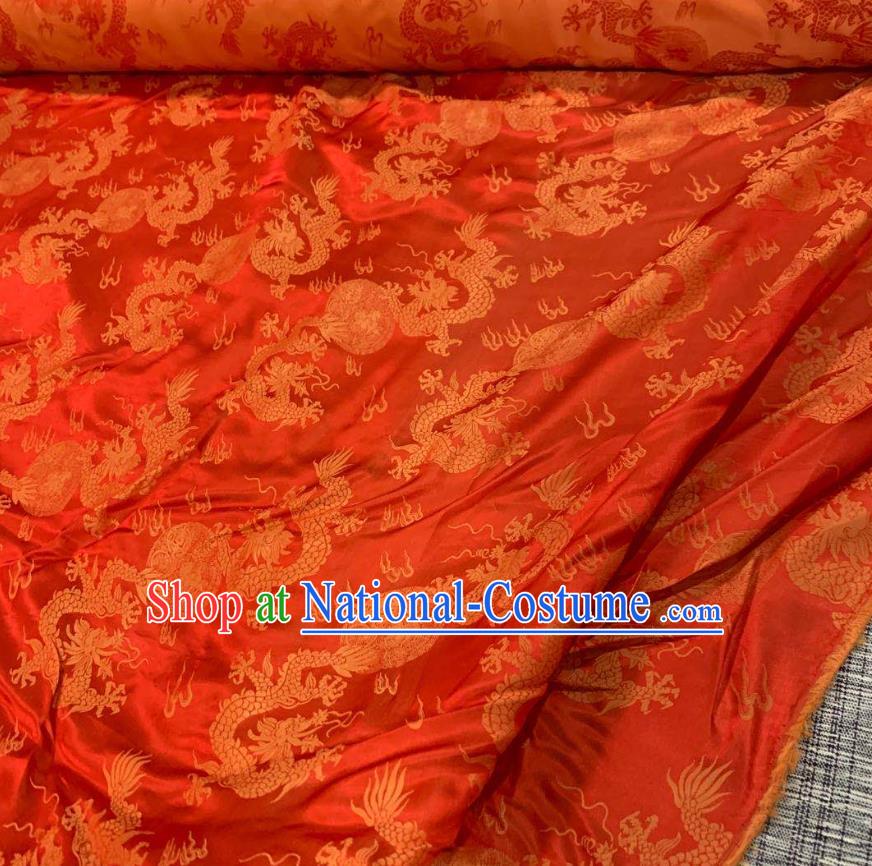 Chinese Classical Dragons Pattern Red Watered Gauze Asian Top Quality Silk Material Hanfu Dress Cloth Cheongsam Brocade Fabric