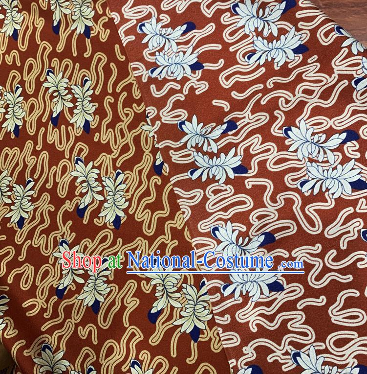 Chinese Classical Lotus Pattern Rust Red Watered Gauze Asian Top Quality Silk Material Hanfu Dress Cloth Cheongsam Brocade Fabric