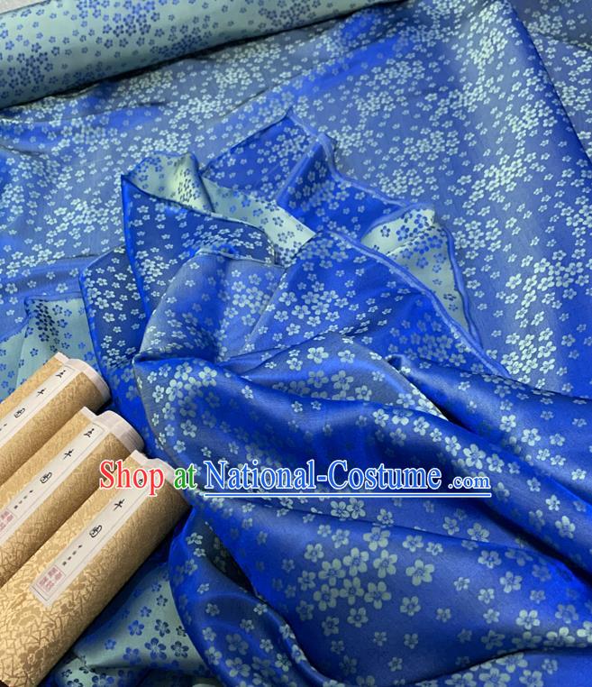 Chinese Classical Plum Pattern Deep Blue Watered Gauze Asian Top Quality Silk Material Hanfu Dress Fabric Cloth Cheongsam Brocade