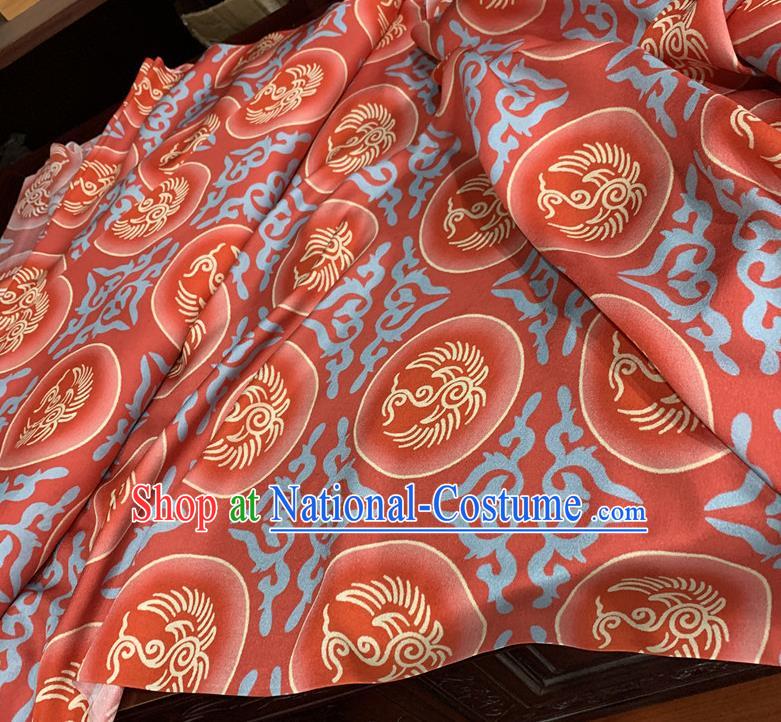 Chinese Classical Phoenix Pattern Red Watered Gauze Asian Top Quality Silk Material Hanfu Dress Fabric Cheongsam Cloth