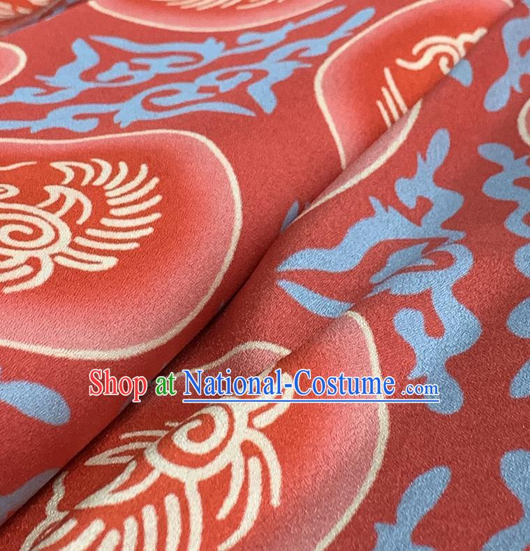 Chinese Classical Phoenix Pattern Red Watered Gauze Asian Top Quality Silk Material Hanfu Dress Fabric Cheongsam Cloth