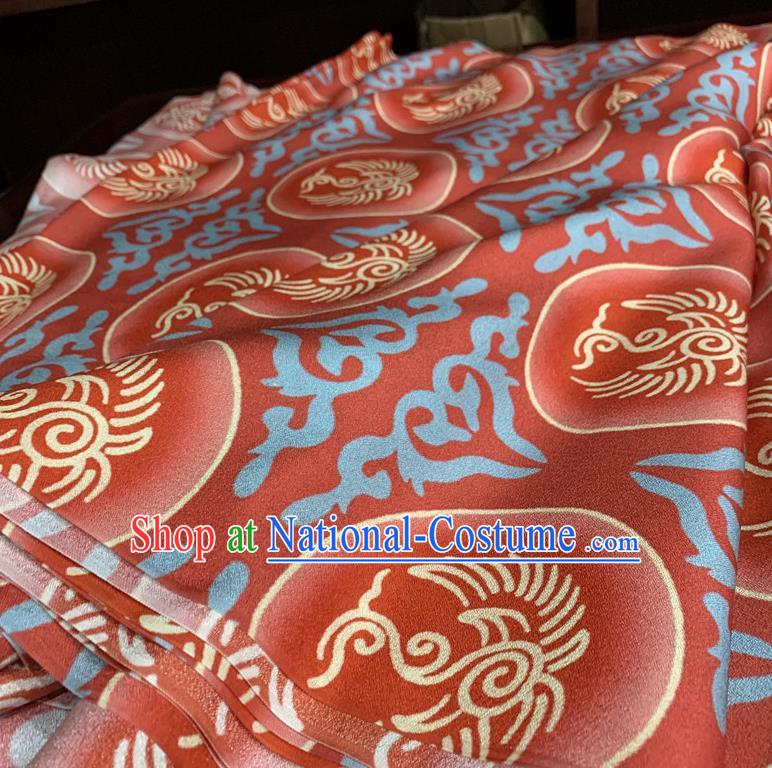 Chinese Classical Phoenix Pattern Red Watered Gauze Asian Top Quality Silk Material Hanfu Dress Fabric Cheongsam Cloth