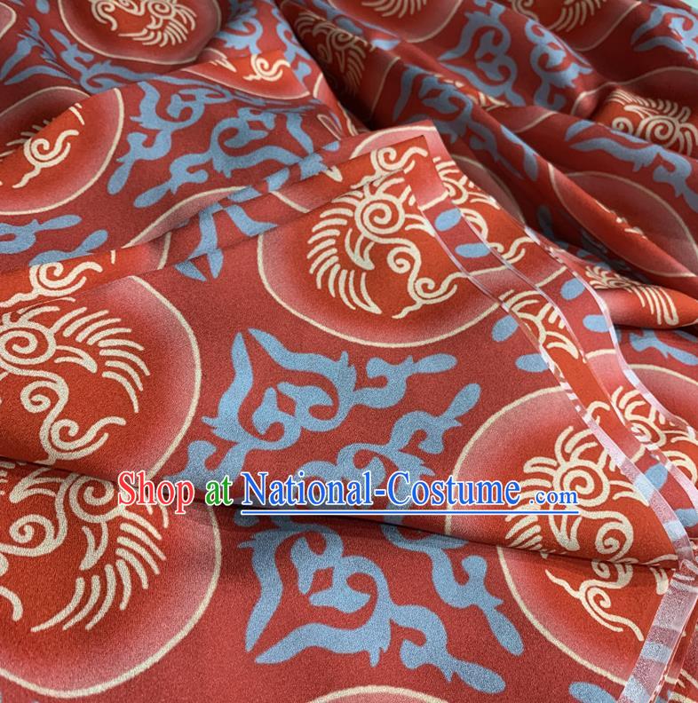 Chinese Classical Phoenix Pattern Red Watered Gauze Asian Top Quality Silk Material Hanfu Dress Fabric Cheongsam Cloth