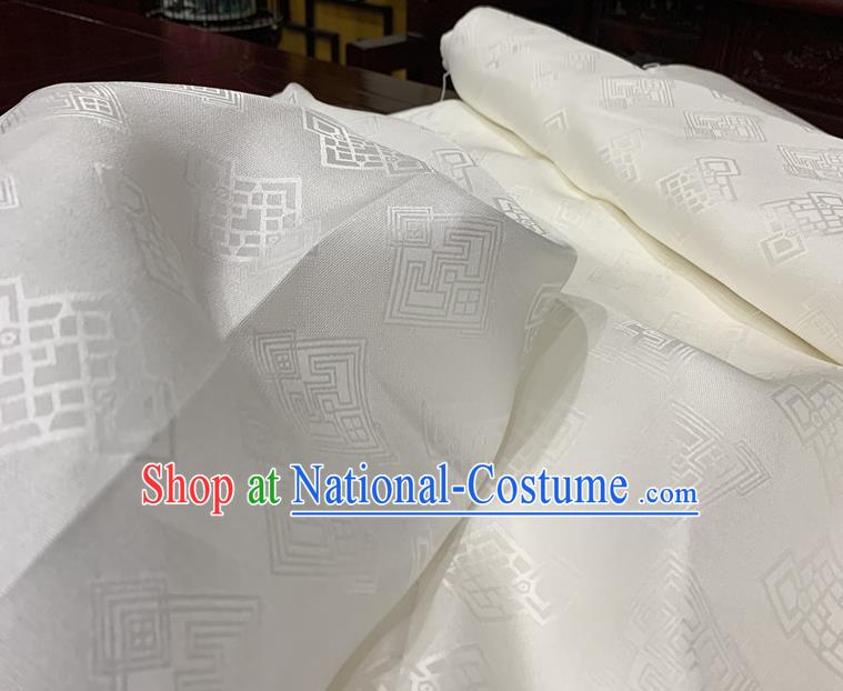 Chinese Classical Pattern White Watered Gauze Asian Top Quality Silk Material Hanfu Dress Brocade Fabric Cheongsam Cloth