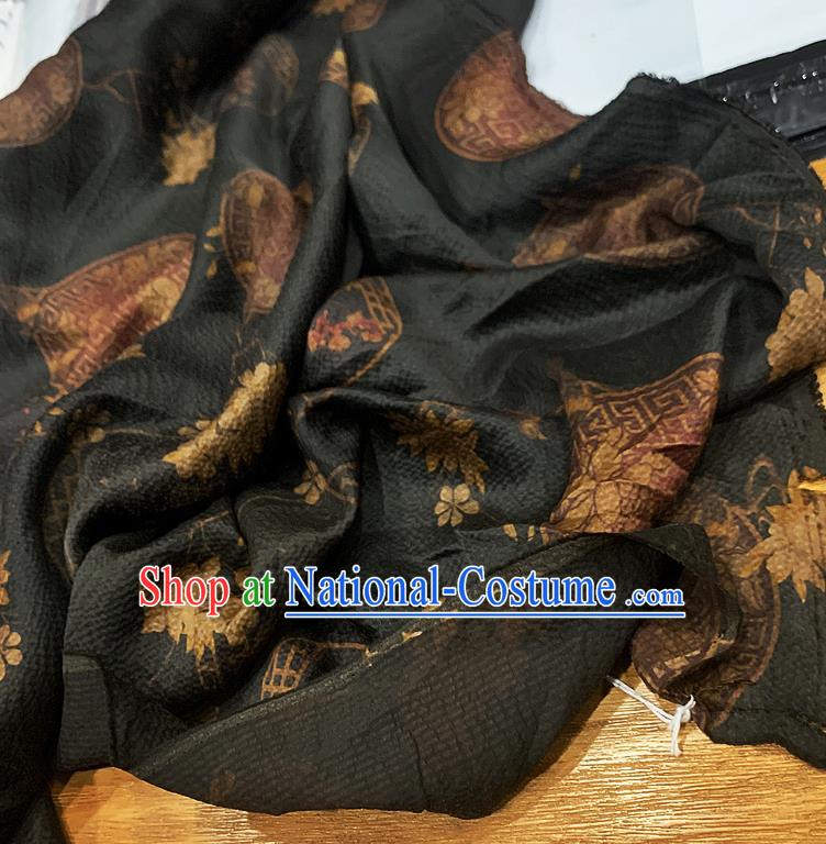 Chinese Classical Pattern Black Watered Gauze Asian Top Quality Silk Material Hanfu Dress Brocade Fabric Cheongsam Cloth