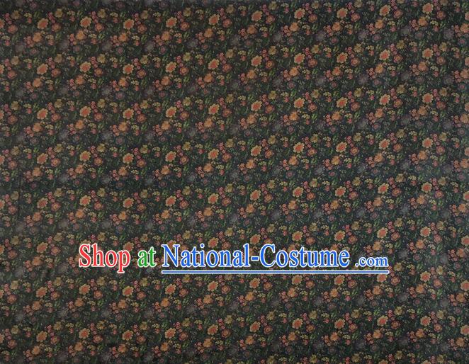 Chinese Classical Flowers Pattern Navy Watered Gauze Asian Top Quality Silk Material Hanfu Dress Brocade Cheongsam Cloth Fabric