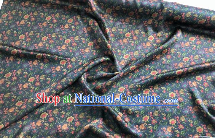 Chinese Classical Flowers Pattern Navy Watered Gauze Asian Top Quality Silk Material Hanfu Dress Brocade Cheongsam Cloth Fabric