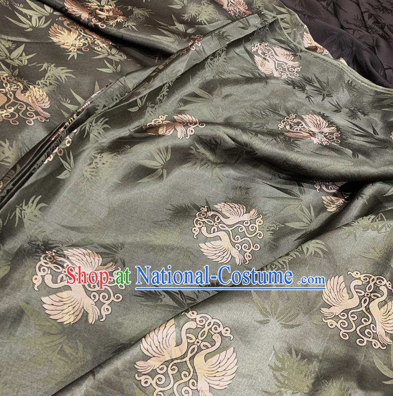 Chinese Classical Swan Pattern Grey Watered Gauze Asian Top Quality Silk Material Hanfu Dress Brocade Fabric Cheongsam Cloth