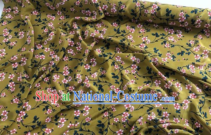 Chinese Classical Peach Blossom Pattern Ginger Watered Gauze Asian Top Quality Silk Material Hanfu Dress Brocade Cheongsam Cloth Fabric