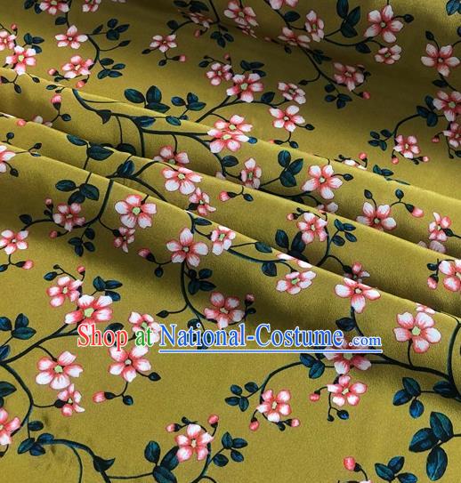 Chinese Classical Peach Blossom Pattern Ginger Watered Gauze Asian Top Quality Silk Material Hanfu Dress Brocade Cheongsam Cloth Fabric