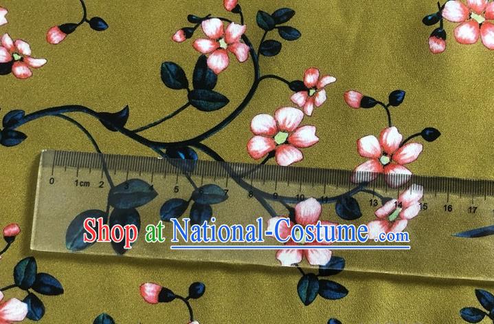 Chinese Classical Peach Blossom Pattern Ginger Watered Gauze Asian Top Quality Silk Material Hanfu Dress Brocade Cheongsam Cloth Fabric