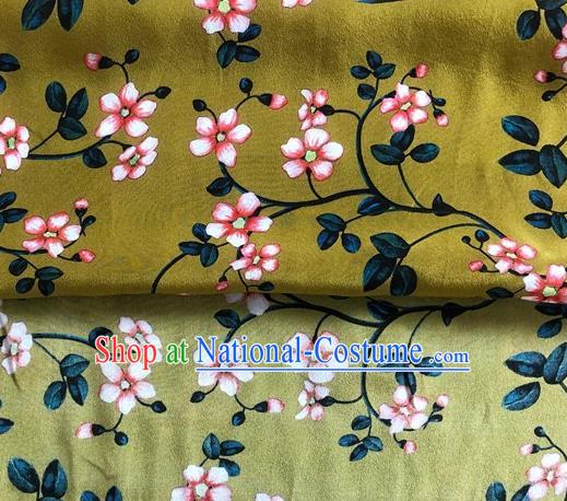 Chinese Classical Peach Blossom Pattern Ginger Watered Gauze Asian Top Quality Silk Material Hanfu Dress Brocade Cheongsam Cloth Fabric