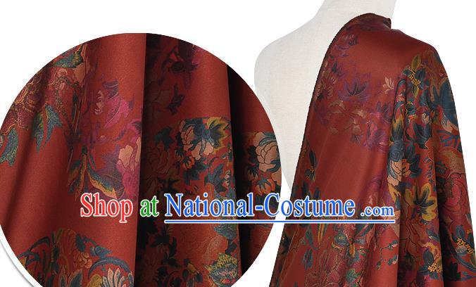 Chinese Classical Peony Pattern Red Watered Gauze Asian Top Quality Silk Material Hanfu Dress Brocade Cheongsam Cloth Fabric