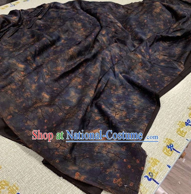 Chinese Classical Plum Blossom Pattern Black Watered Gauze Asian Top Quality Silk Material Cloth Hanfu Dress Fabric