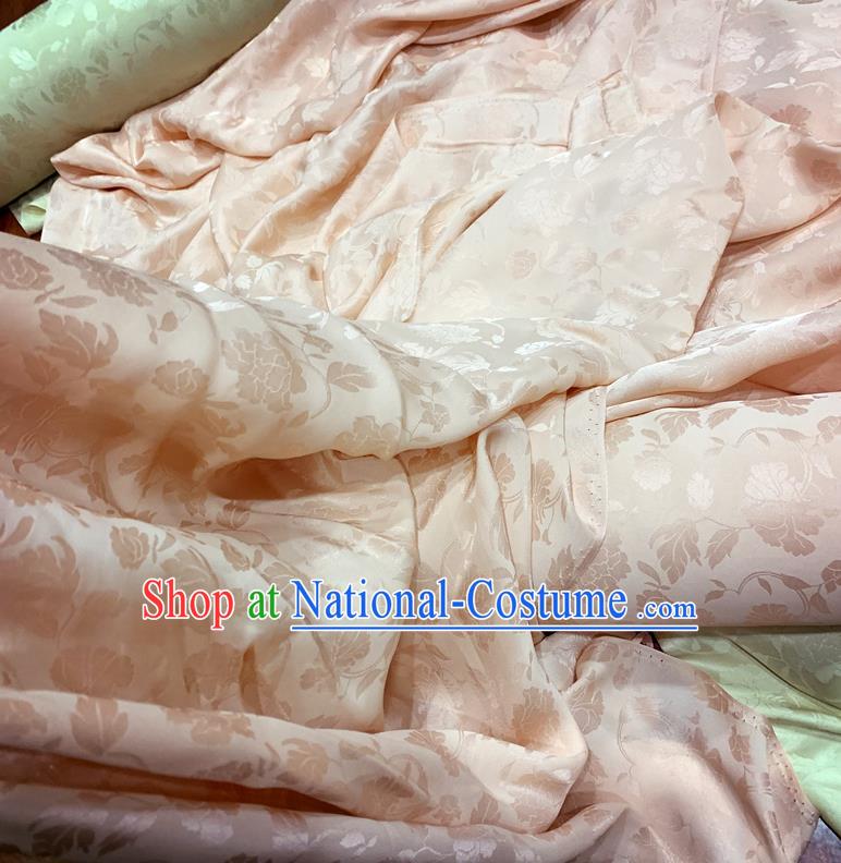 Chinese Classical Peony Pattern Pink Watered Gauze Asian Top Quality Silk Material Hanfu Dress Cloth Cheongsam Fabric