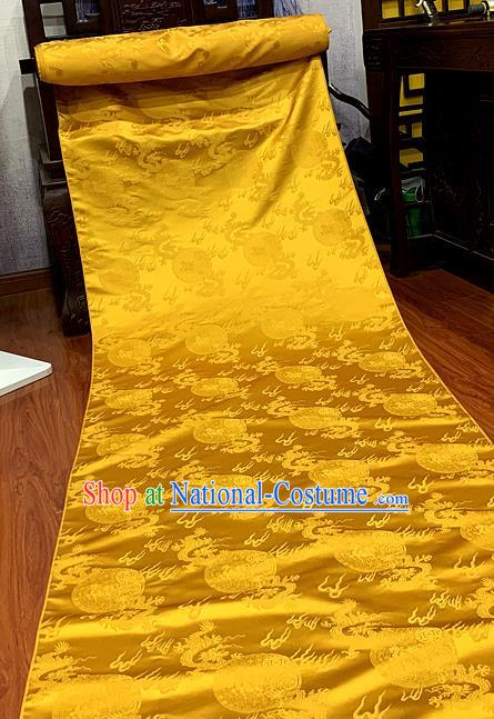 Chinese Imperial Robe Classical Fire Dragon Pattern Design Golden Brocade Fabric Asian Traditional Tapestry Silk Material DIY Court Cloth Damask