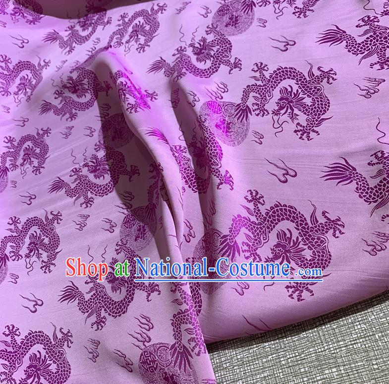 Chinese Classical Dragons Pattern Purple Watered Gauze Asian Top Quality Silk Material Hanfu Dress Cloth Cheongsam Brocade Fabric