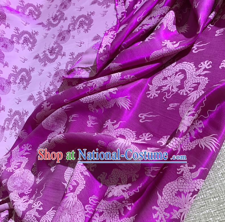 Chinese Classical Dragons Pattern Purple Watered Gauze Asian Top Quality Silk Material Hanfu Dress Cloth Cheongsam Brocade Fabric