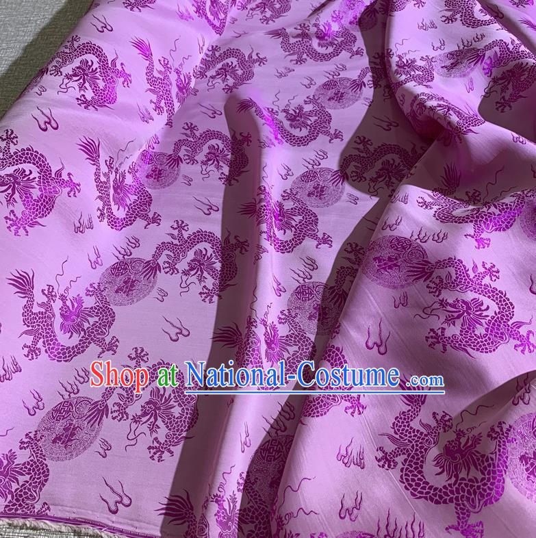 Chinese Classical Dragons Pattern Purple Watered Gauze Asian Top Quality Silk Material Hanfu Dress Cloth Cheongsam Brocade Fabric