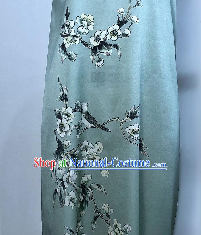 Chinese Classical Blossom Bird Pattern Green Watered Gauze Asian Top Quality Silk Material Hanfu Dress Brocade Fabric Cheongsam Cloth