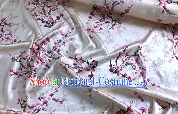 Chinese Classical Plum Blossom Pattern White Watered Gauze Asian Top Quality Silk Material Hanfu Dress Brocade Cheongsam Cloth Fabric