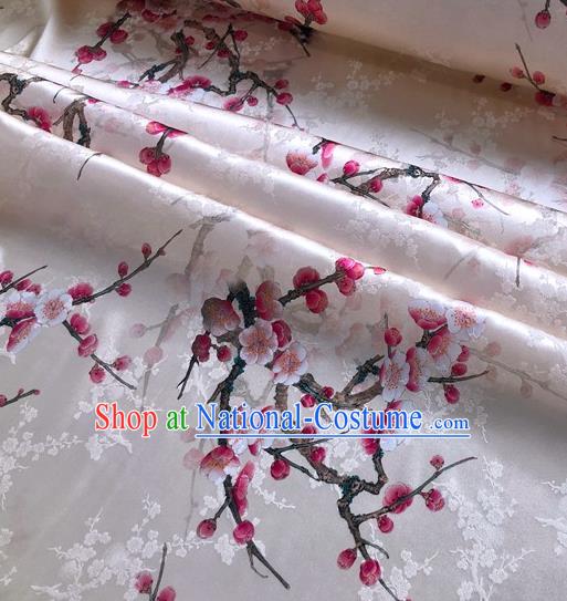 Chinese Classical Plum Blossom Pattern White Watered Gauze Asian Top Quality Silk Material Hanfu Dress Brocade Cheongsam Cloth Fabric