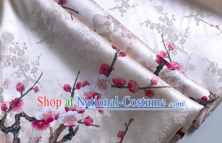 Chinese Classical Plum Blossom Pattern White Watered Gauze Asian Top Quality Silk Material Hanfu Dress Brocade Cheongsam Cloth Fabric