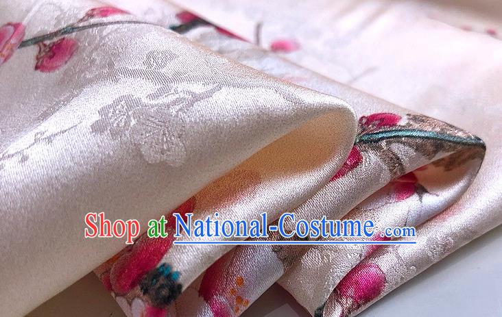 Chinese Classical Plum Blossom Pattern White Watered Gauze Asian Top Quality Silk Material Hanfu Dress Brocade Cheongsam Cloth Fabric