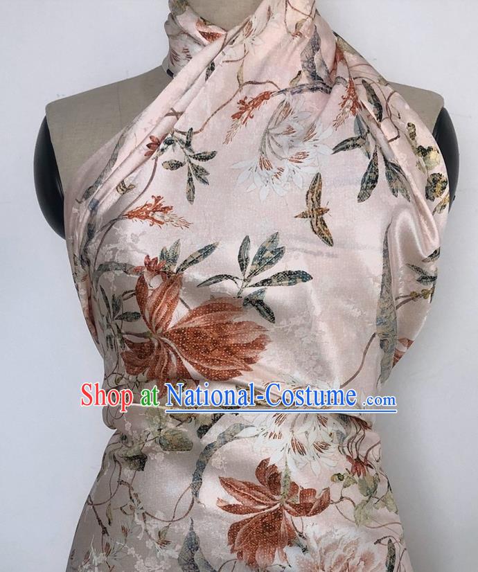 Chinese Classical Butterfly Flowers Pattern Pink Watered Gauze Hanfu Dress Brocade Cheongsam Cloth Fabric Asian Top Quality Silk Material