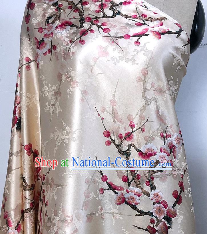 Chinese Classical Plum Blossom Pattern White Watered Gauze Asian Top Quality Silk Material Hanfu Dress Brocade Cheongsam Cloth Fabric