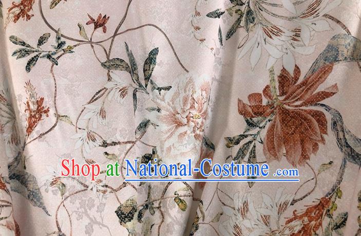 Chinese Classical Butterfly Flowers Pattern Pink Watered Gauze Hanfu Dress Brocade Cheongsam Cloth Fabric Asian Top Quality Silk Material