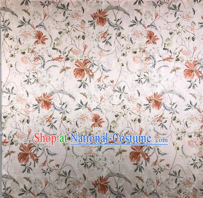 Chinese Classical Butterfly Flowers Pattern Pink Watered Gauze Hanfu Dress Brocade Cheongsam Cloth Fabric Asian Top Quality Silk Material