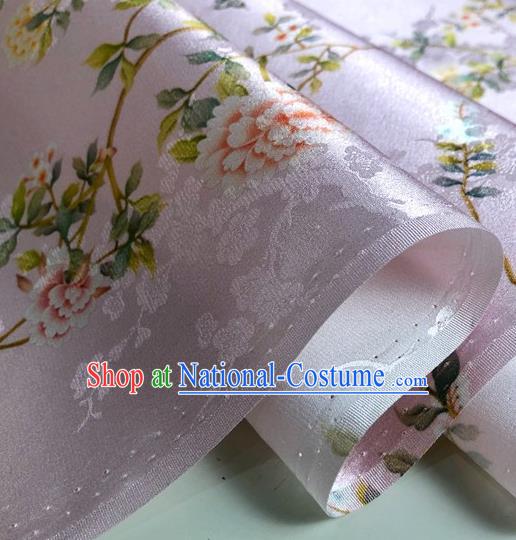 Chinese Classical Hibiscus Pattern Pink Watered Gauze Asian Top Quality Silk Material Hanfu Dress Brocade Cheongsam Cloth Fabric