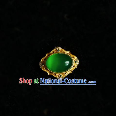 Chinese Classical Cheongsam Jade Brooch Traditional Hanfu Accessories Handmade Chrysoprase Breastpin for Women