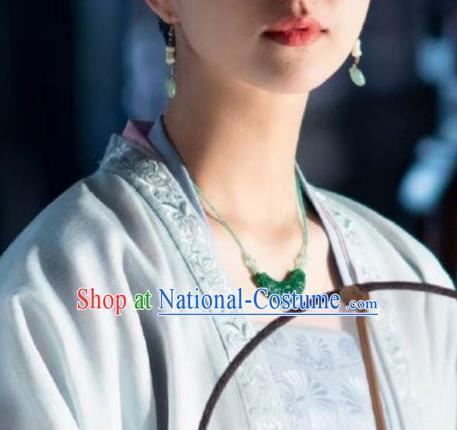 Chinese Handmade Jade Necklace Traditional Hanfu Jewelry Accessories Song Dynasty Queen Beads Necklet for Women