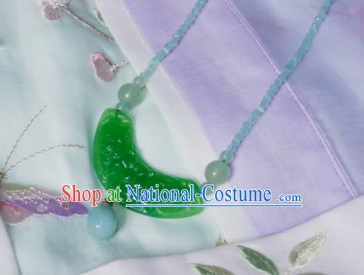 Chinese Handmade Jade Necklace Traditional Hanfu Jewelry Accessories Song Dynasty Queen Beads Necklet for Women