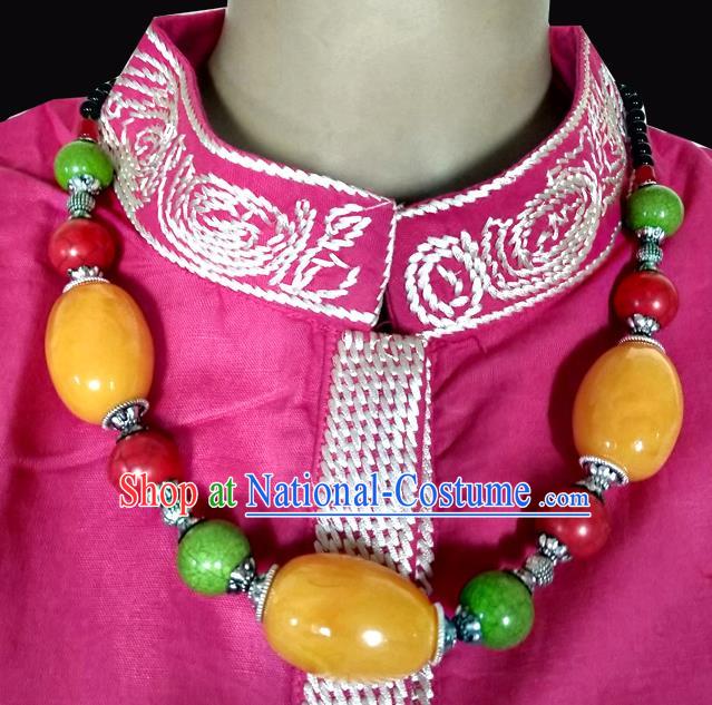 Chinese Handmade Zang Nationality Folk Dance Necklet Decoration Traditional Tibetan Ethnic Retro Necklace Jewelry Accessories for Women