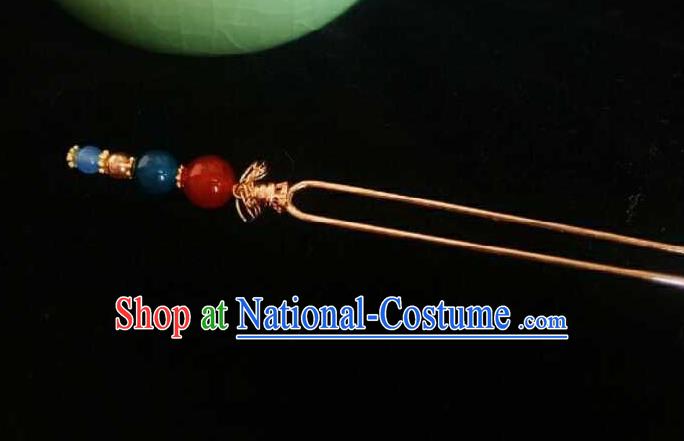 Handmade Chinese Agate Hairpins Traditional Hanfu Hair Accessories Ancient Qing Dynasty Court Hair Clip for Women