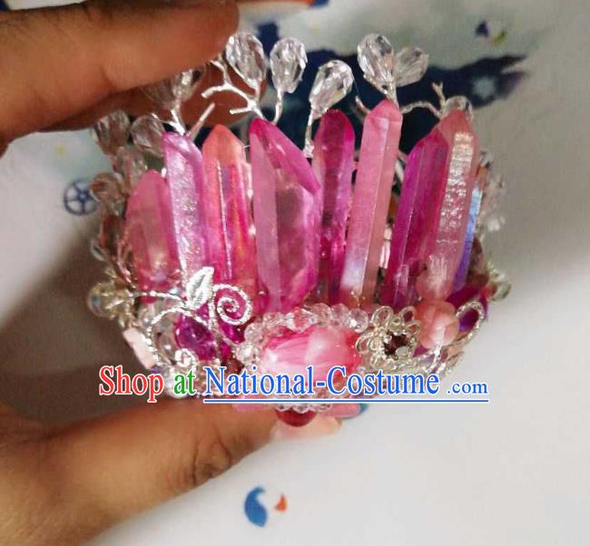 Handmade Chinese Purple Crystal Hair Crown Hairpins Traditional Hanfu Hair Accessories Ancient Court Hair Clip for Women