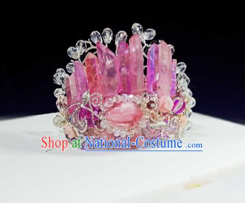 Handmade Chinese Purple Crystal Hair Crown Hairpins Traditional Hanfu Hair Accessories Ancient Court Hair Clip for Women