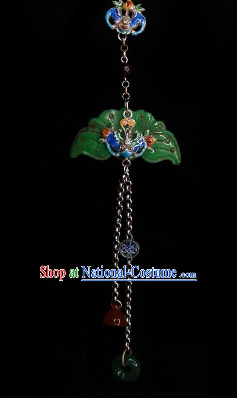 Chinese Classical Cloisonne Bat Brooch Traditional Hanfu Cheongsam Accessories Handmade Jade Breastpin Pendant for Women