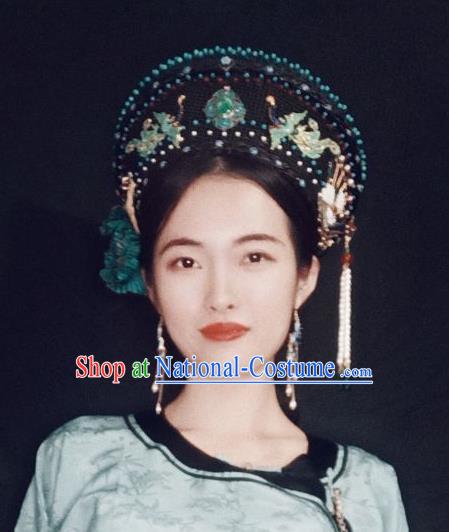 Handmade Chinese Qing Dynasty Queen Hat Hairpins Traditional Hanfu Hair Accessories Ancient Imperial Consort Head Wear for Women