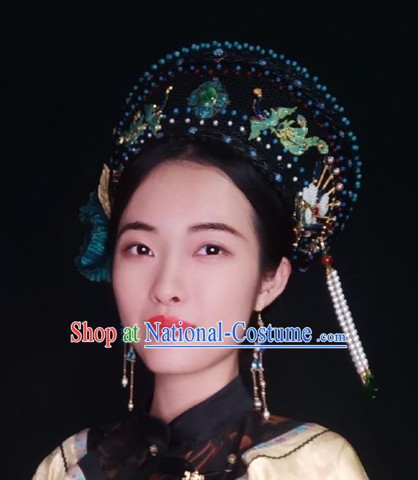 Handmade Chinese Qing Dynasty Queen Hat Hairpins Traditional Hanfu Hair Accessories Ancient Imperial Consort Head Wear for Women