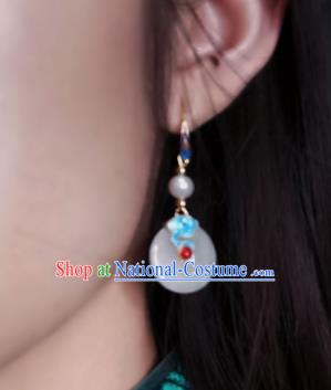 Chinese Handmade Cloisonne Cloud Earrings Traditional Hanfu Ear Jewelry Accessories Classical Jade Ring Eardrop for Women