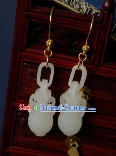 Chinese Handmade Jade Vase Earrings Traditional Hanfu Ear Jewelry Accessories Classical Eardrop for Women