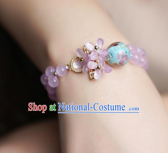 Handmade Chinese Traditional Violet Beads Bracelet Jewelry Accessories Decoration National Fragrans Bangle for Women