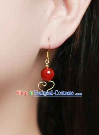 Traditional Chinese Red Bead Ear Accessories Handmade Eardrop National Cheongsam Earrings for Women