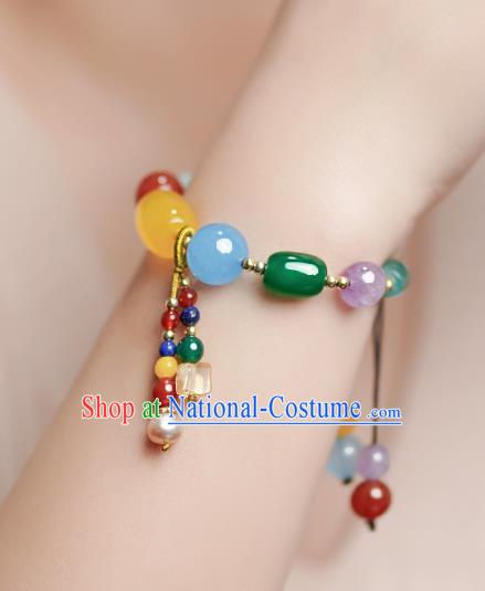 Handmade Chinese Traditional Colorful Beads Bracelet Jewelry Accessories Decoration National Bangle for Women