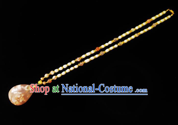 Chinese Handmade Stone Necklace Traditional Hanfu Jewelry Accessories Pearls Necklet for Women