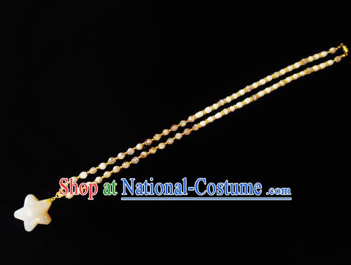 Chinese Handmade Stone Star Necklace Traditional Hanfu Jewelry Accessories Pearls Necklet for Women